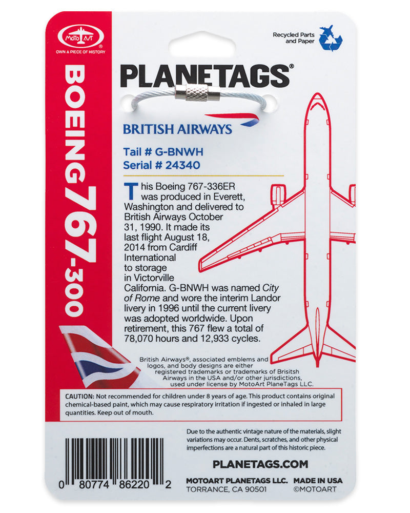 British Airways 767 - PLANETAGS TAIL #G-BNWH