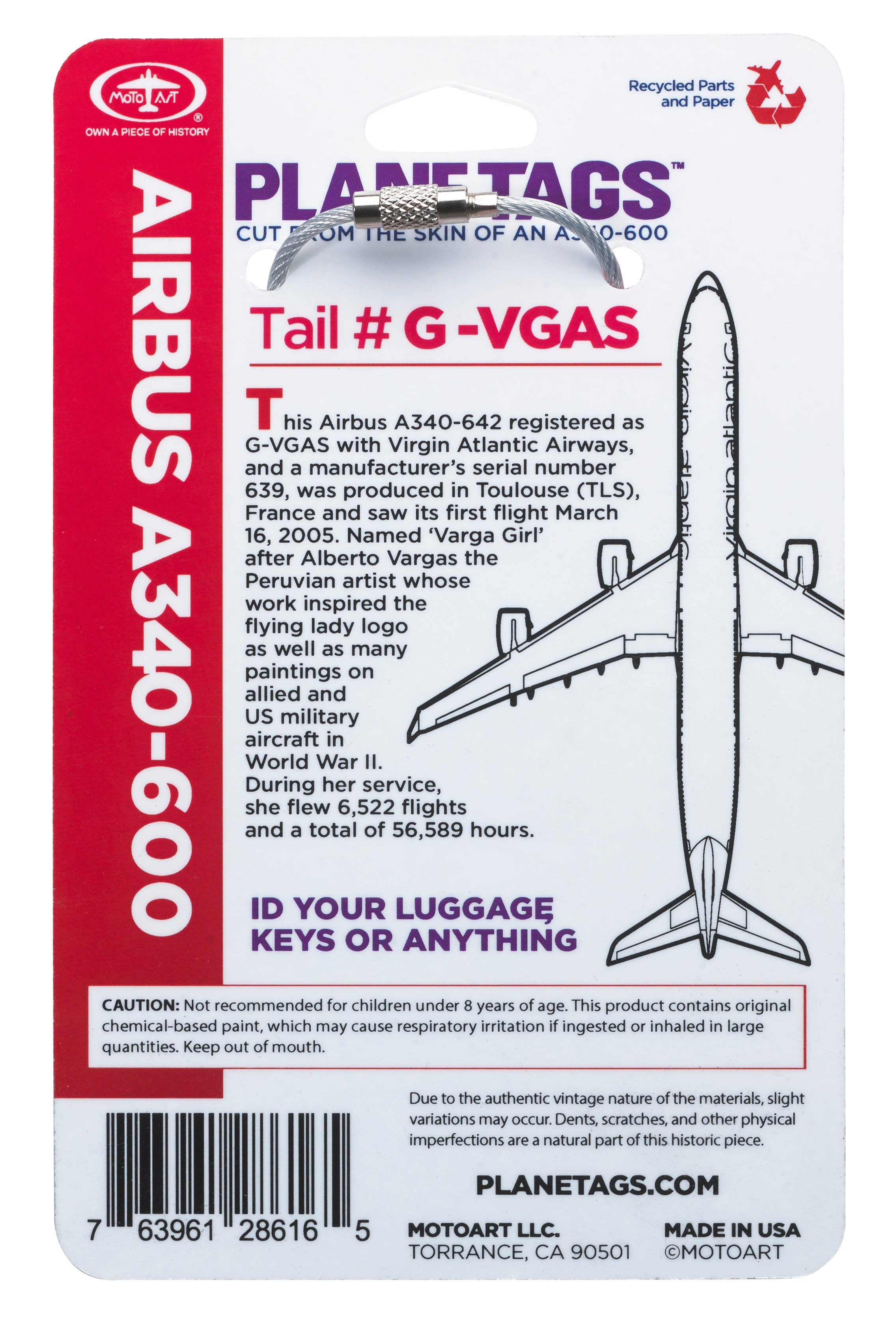 Virgin Atlantic Varga Girl A340 PlaneTag – MotoArt PlaneTags