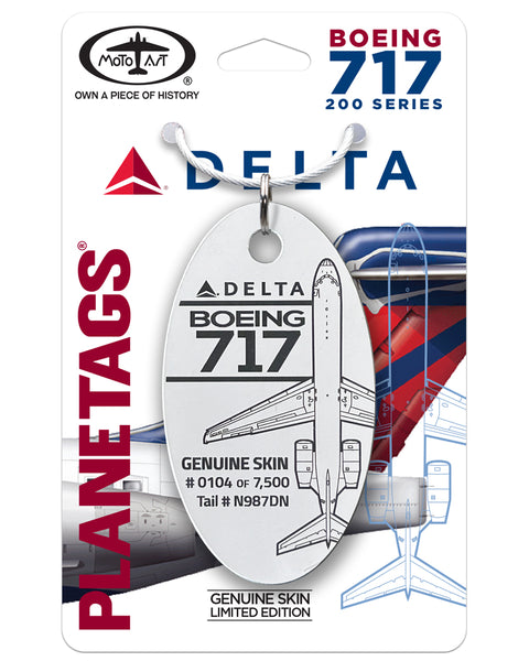 デルタ航空 ボーイング717 タグ キーホルダー Planetags DELTA DELTA_B717_CARD_White_9d8c2fdb