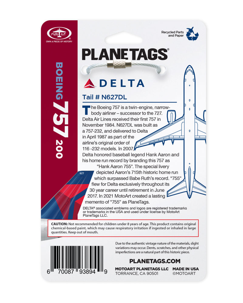 DELTA®- Boeing 757-200 PlaneTags Tail # N627dl – MotoArt PlaneTags