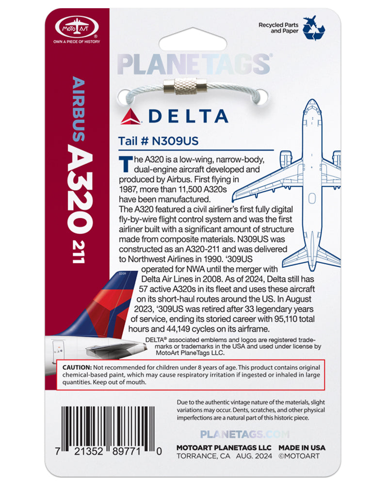DELTA®-A320-N309US – MotoArt PlaneTags