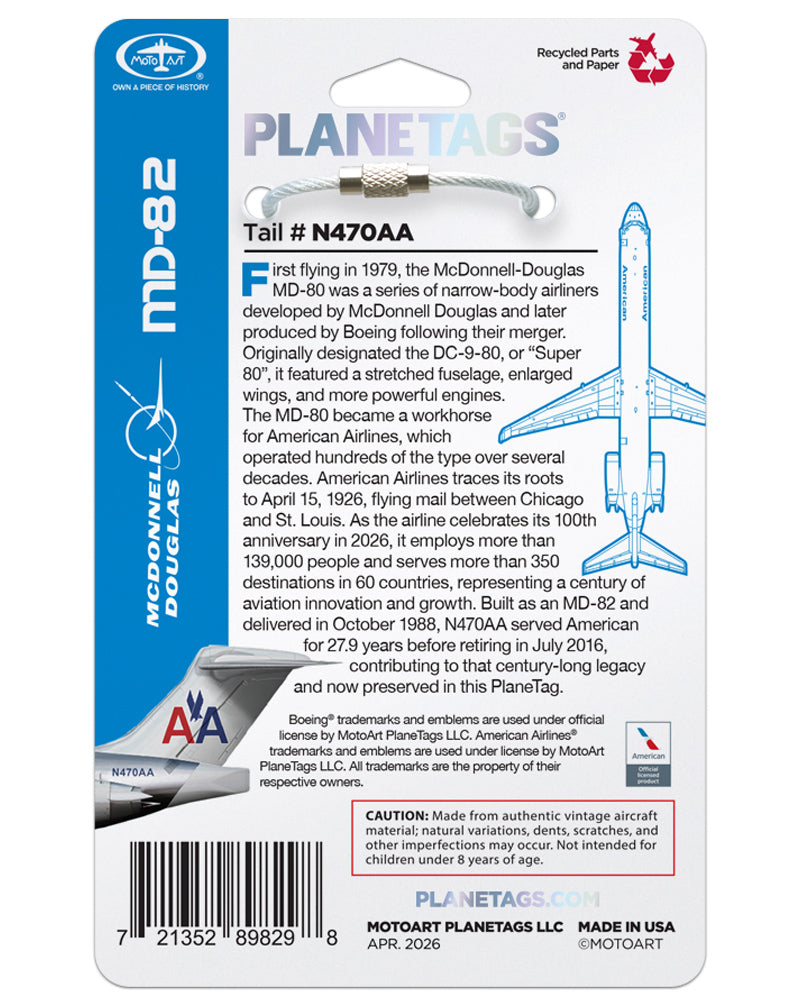 American Airlines MD-82 N470AA PlaneTags | MD-80 Super 80 Aircraft