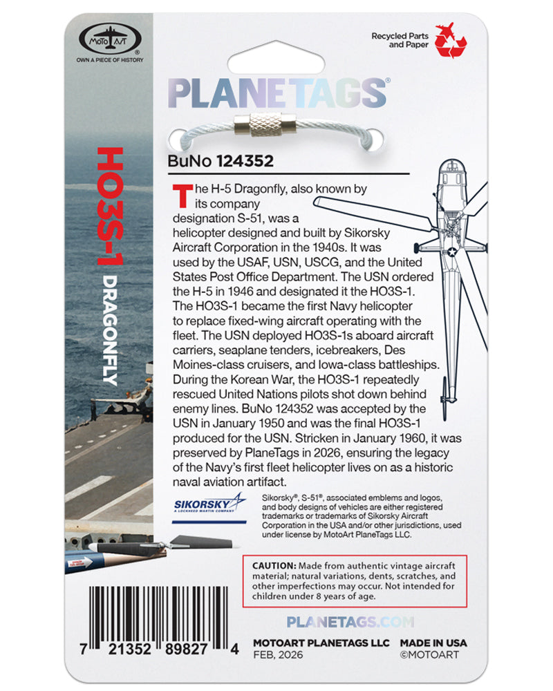 Sikorsky H-5 Dragonfly HO3S-1 PlaneTag | Navy Helicopter BuNo