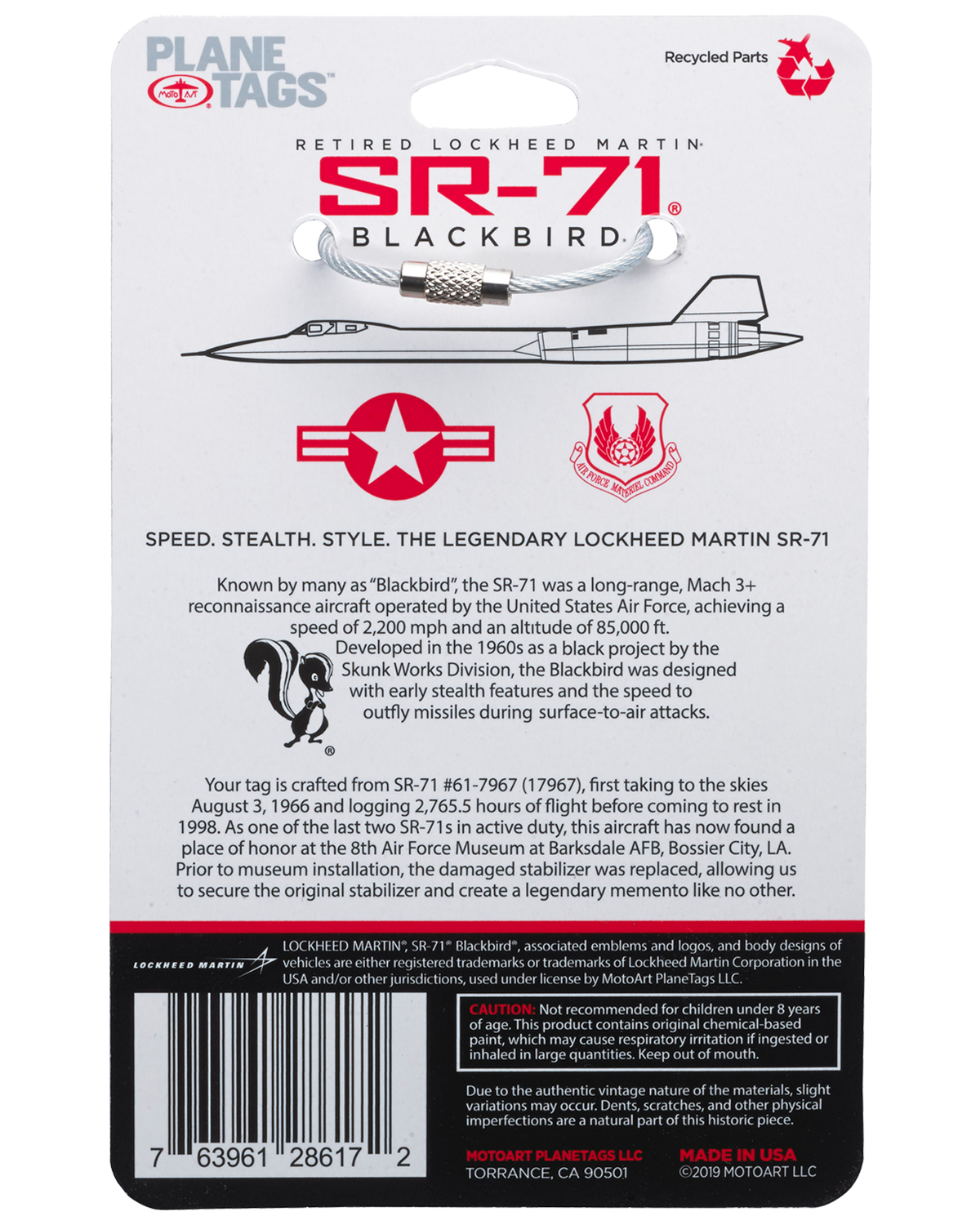 Lockheed SR-71™ Blackbird Tail #17967 PlaneTag