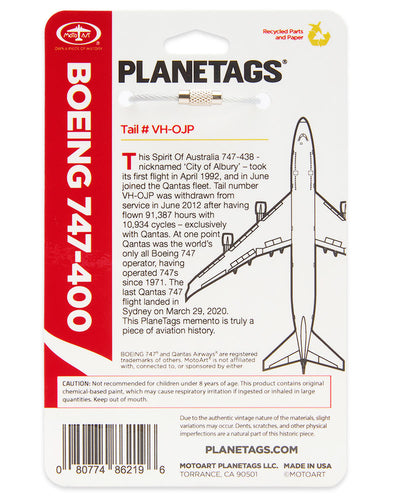 Custom Qantas Boeing 747-400 - PLANETAGS TAIL #VH-OJP
