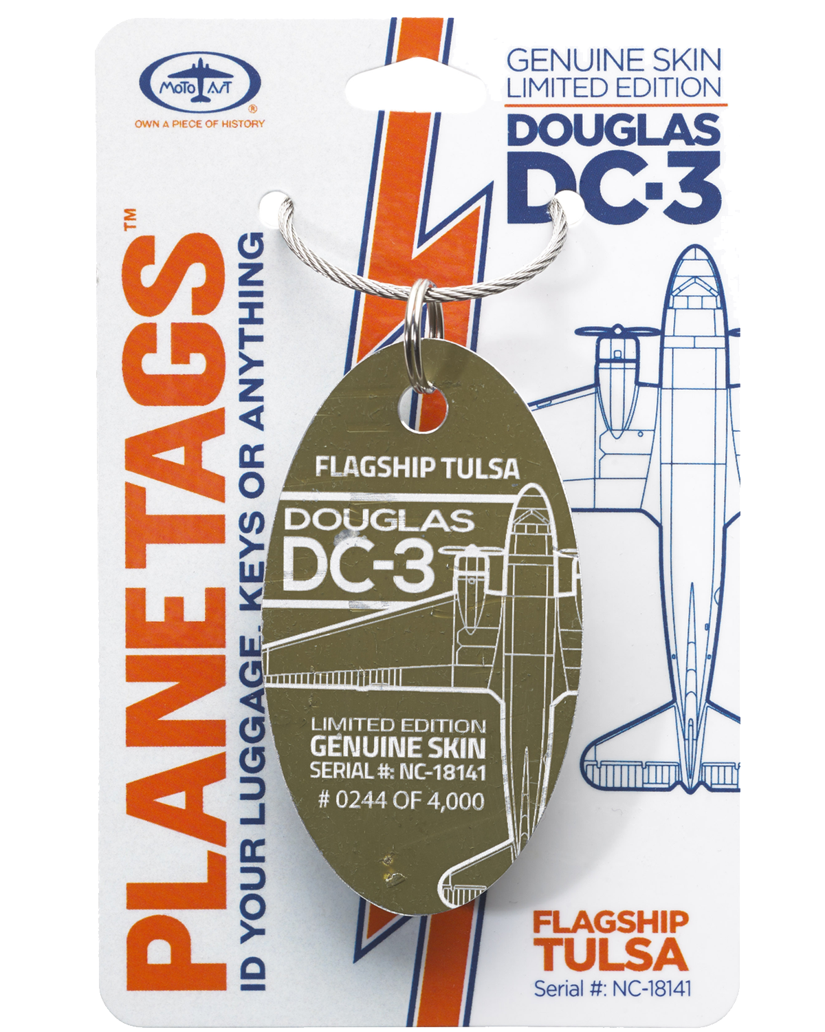 DC-3 Flagship Tulsa PlaneTag Serial #NC-18141